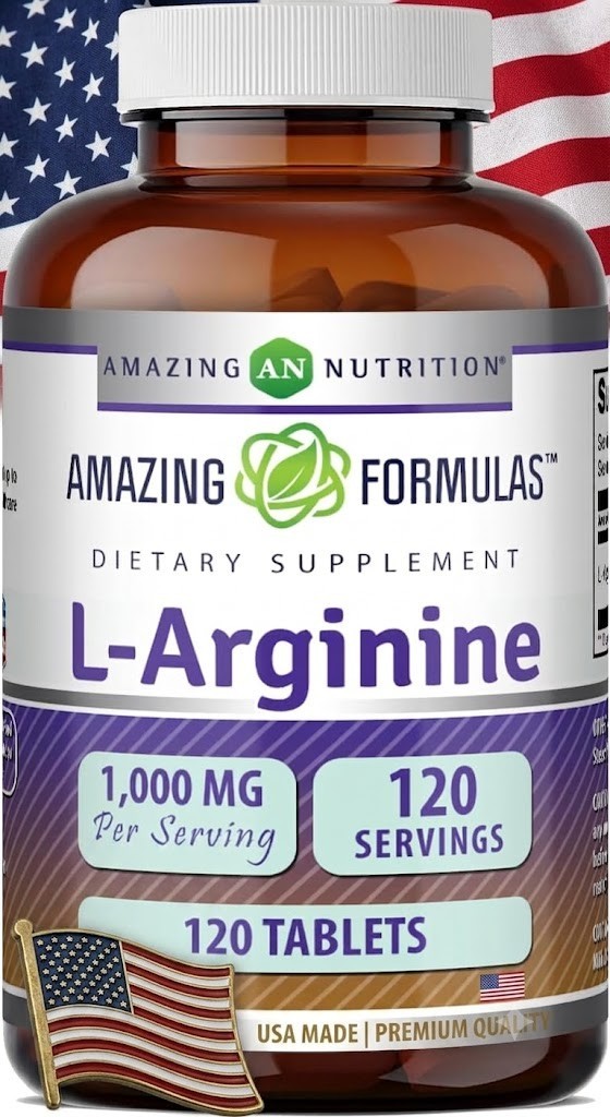 Amazing Formulas L-Arginine 1000mg 120 Tablets Amino Acid Supplement USA Non-GMO