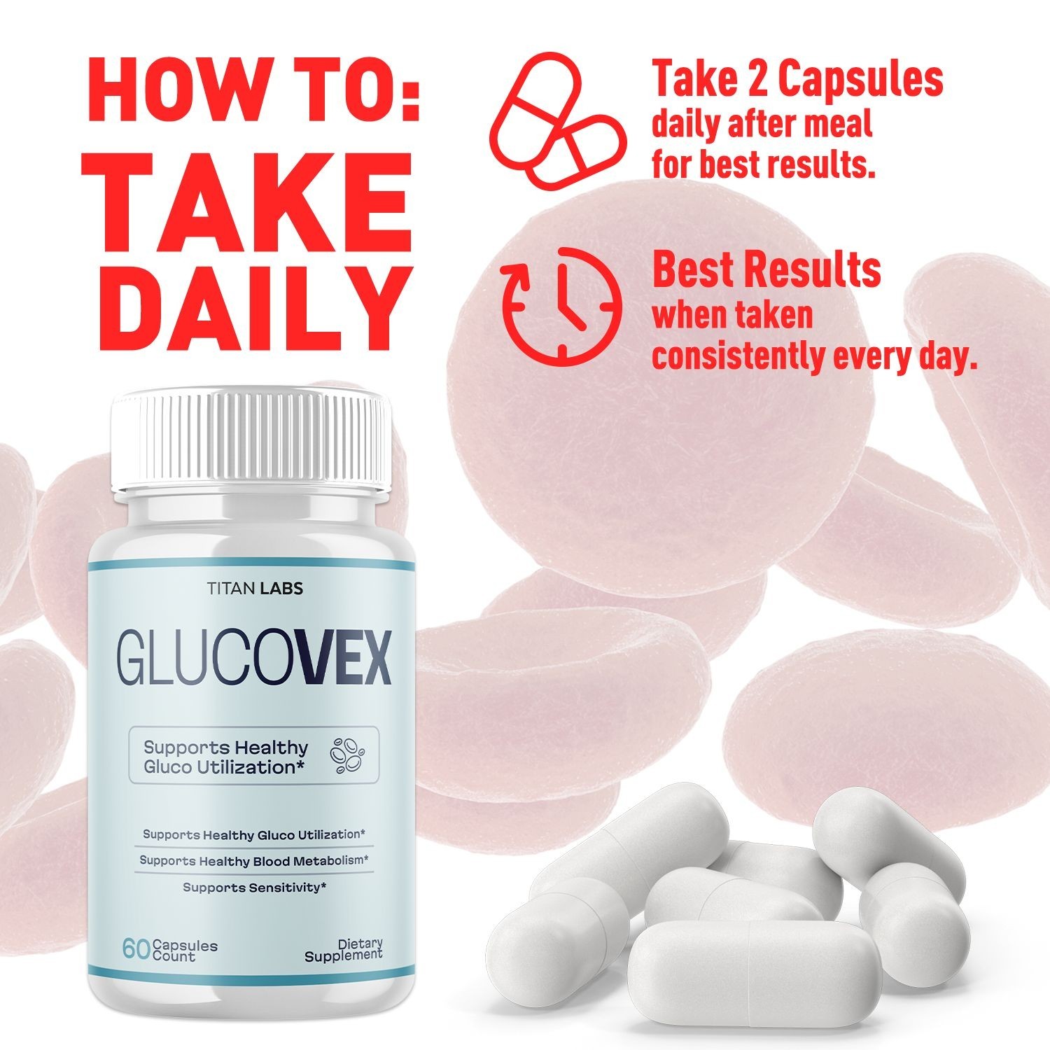 (5 Pack) Glucovex Advanced Blood Support Max Supplement Gluco Vex 300 Capsules