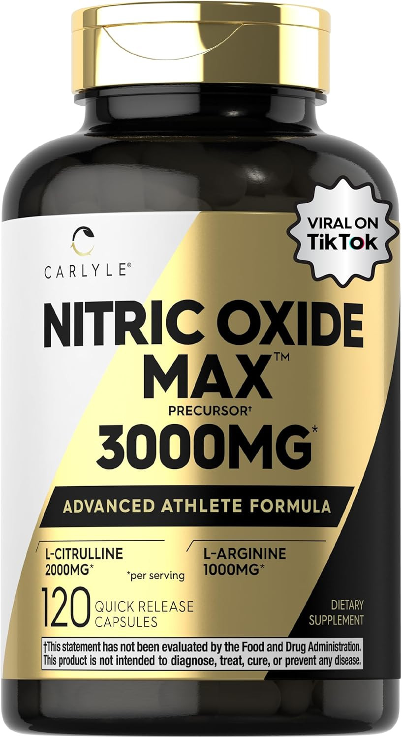 Nitric Oxide Supplement 3000mg 120 Caps Pre-Workout with L-Arginine L-Citrulline