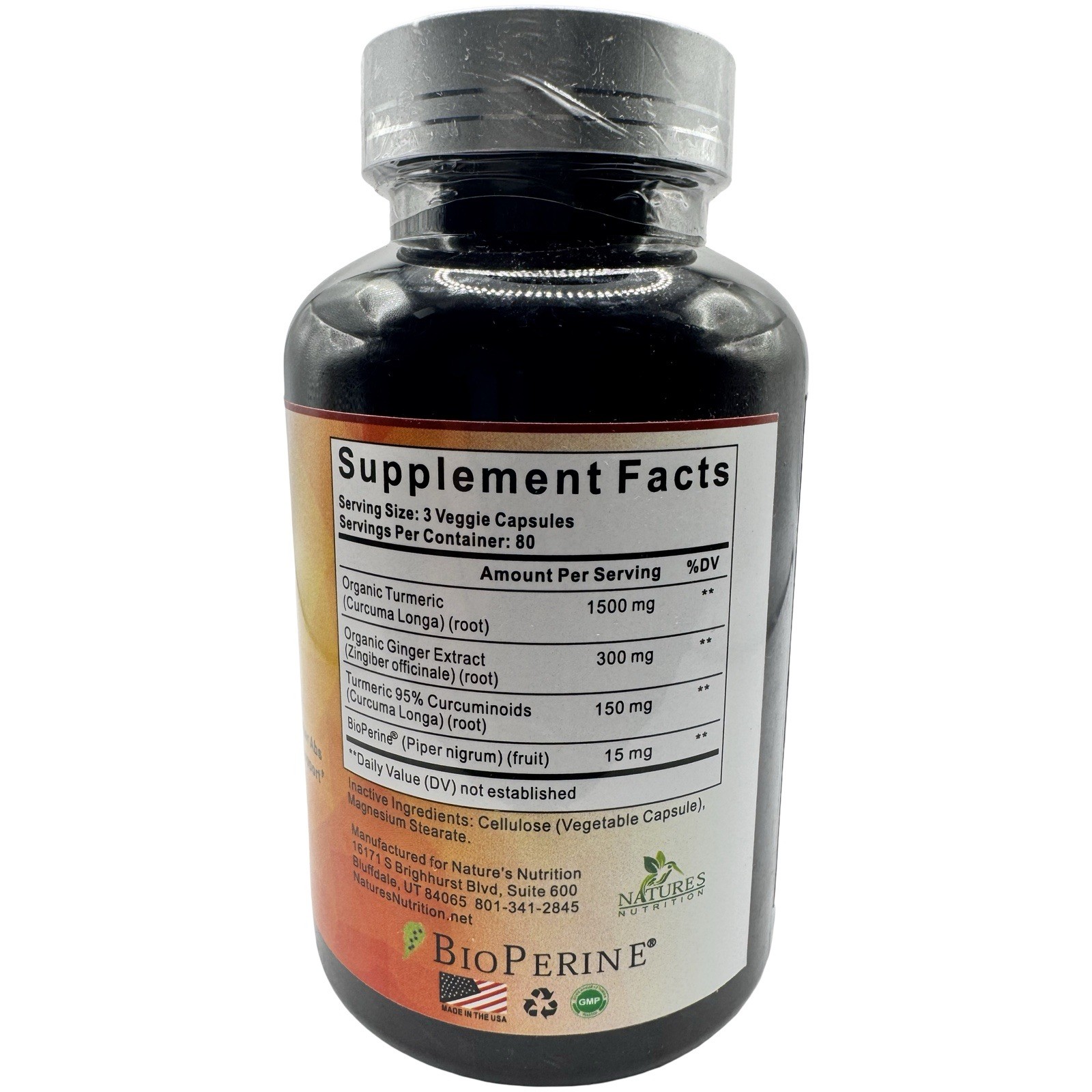 Nature’s Nutrition Turmeric & Ginger Supplement 1950mg, 240 Veggie Capsules