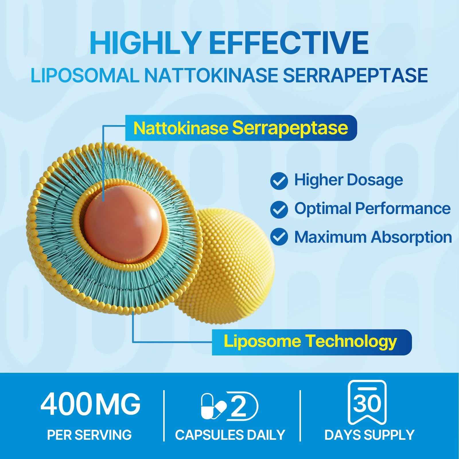 Liposomal Nattokinase 12,000 FU Serrapeptase 360,000 SPU Enzyme Supplement
