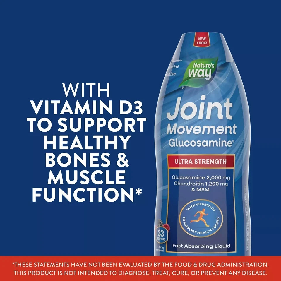 3 Pack – Nature’s Way Joint Movement Glucosamine Liquid, 33.8 fl. oz.