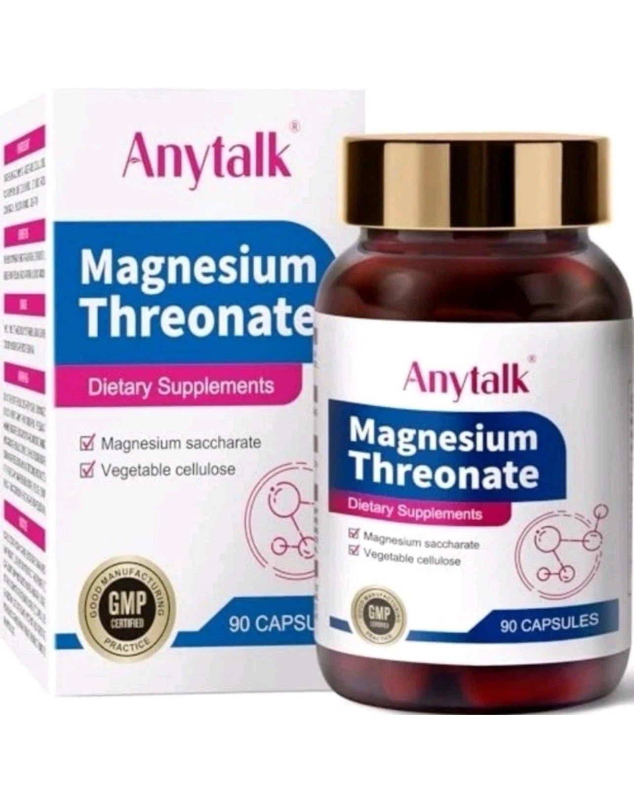 ANYTALK Magnesium L-Threonate Magnesium Breakthrough Supplement 90ct Exp 07/2028