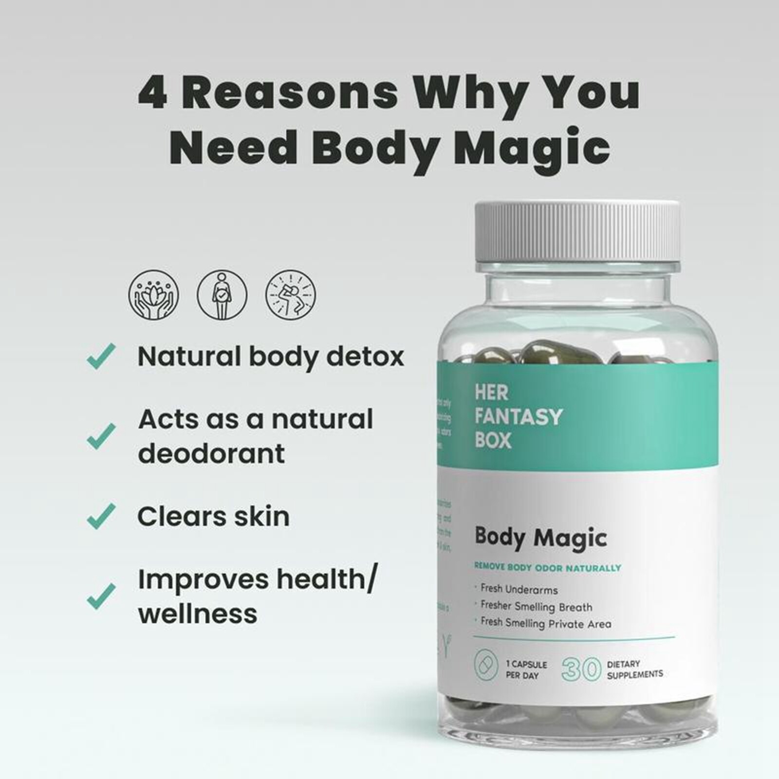 Her Fantasy Box Body Magic Chlorophyll 30 Capsules – Removes body odor