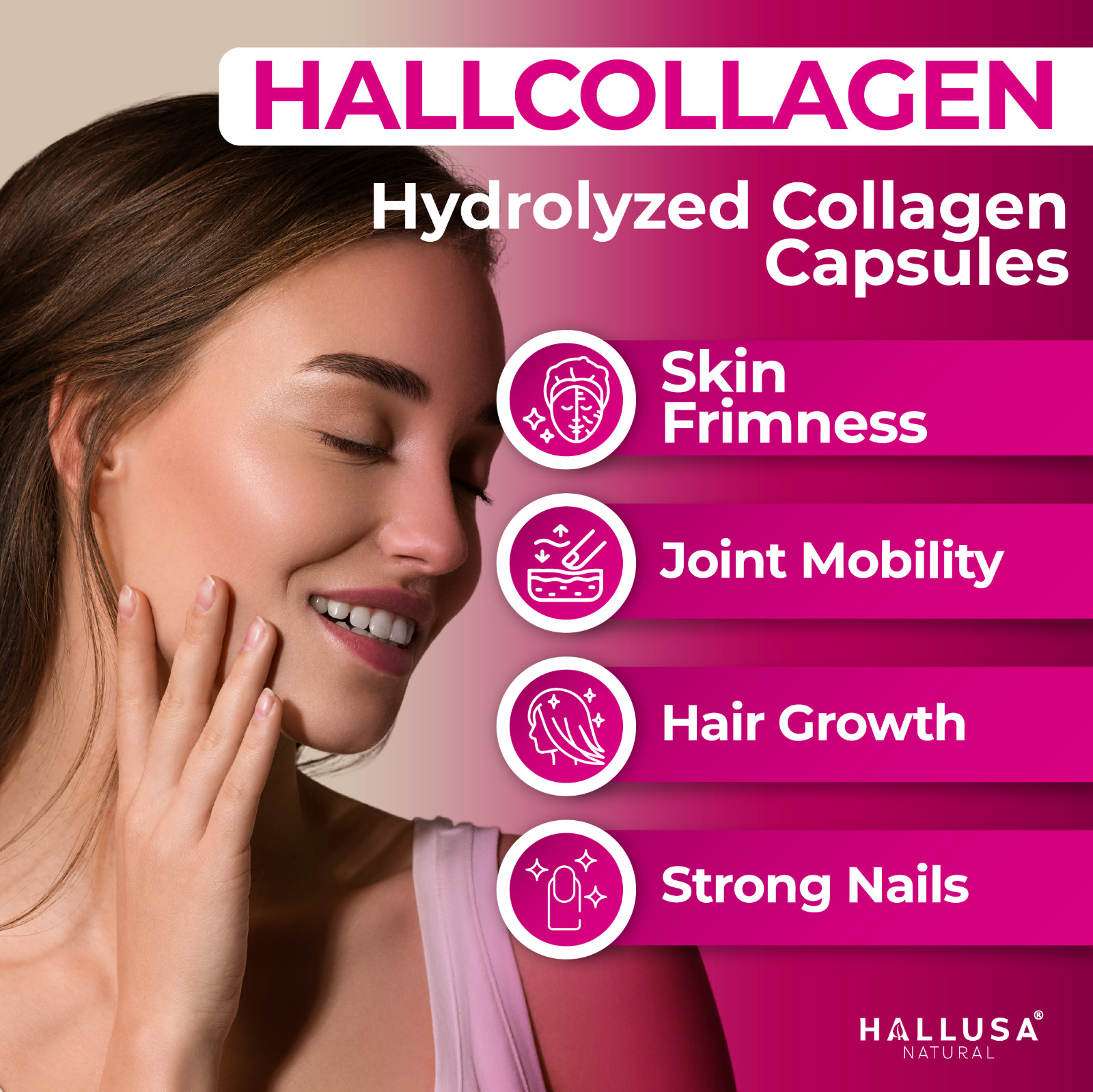 Collagen Peptides Pills 1000mg Hydrolyzed Anti Aging Skin Hair Nails & Joint