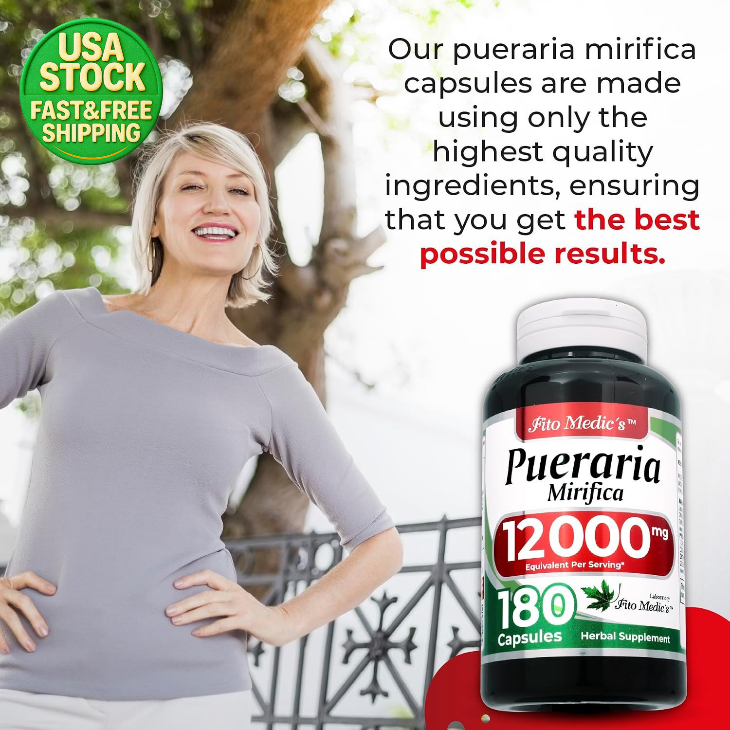 Pueraria Mirifica Capsules 600Mg Herbal Supplement 180 Count 60 Day Supply