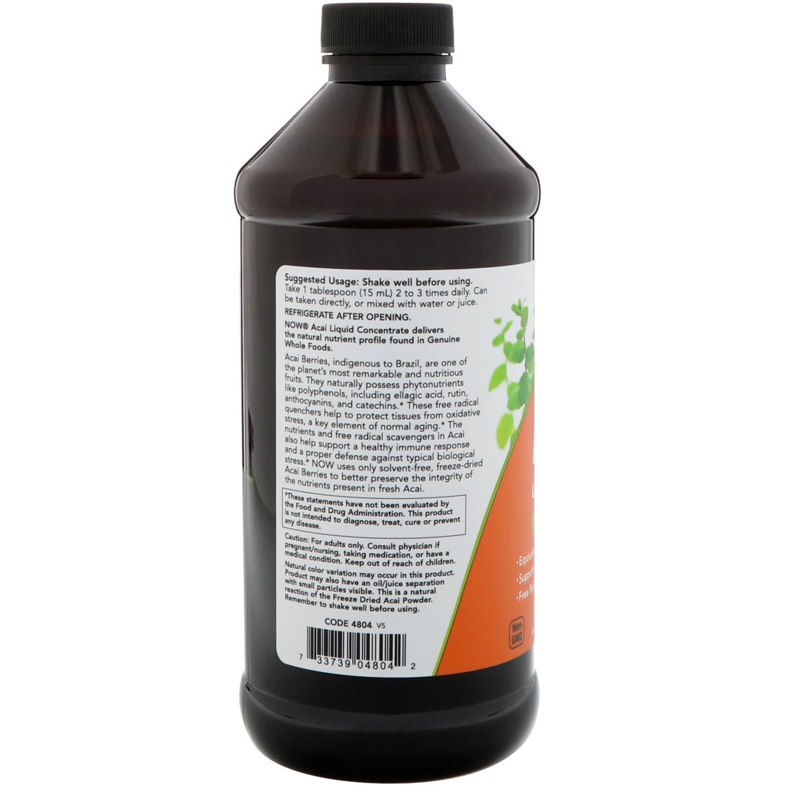 Now Foods Acai Liquid Concentrate 16 fl oz 473 ml GMP Quality Assured, Vegan,