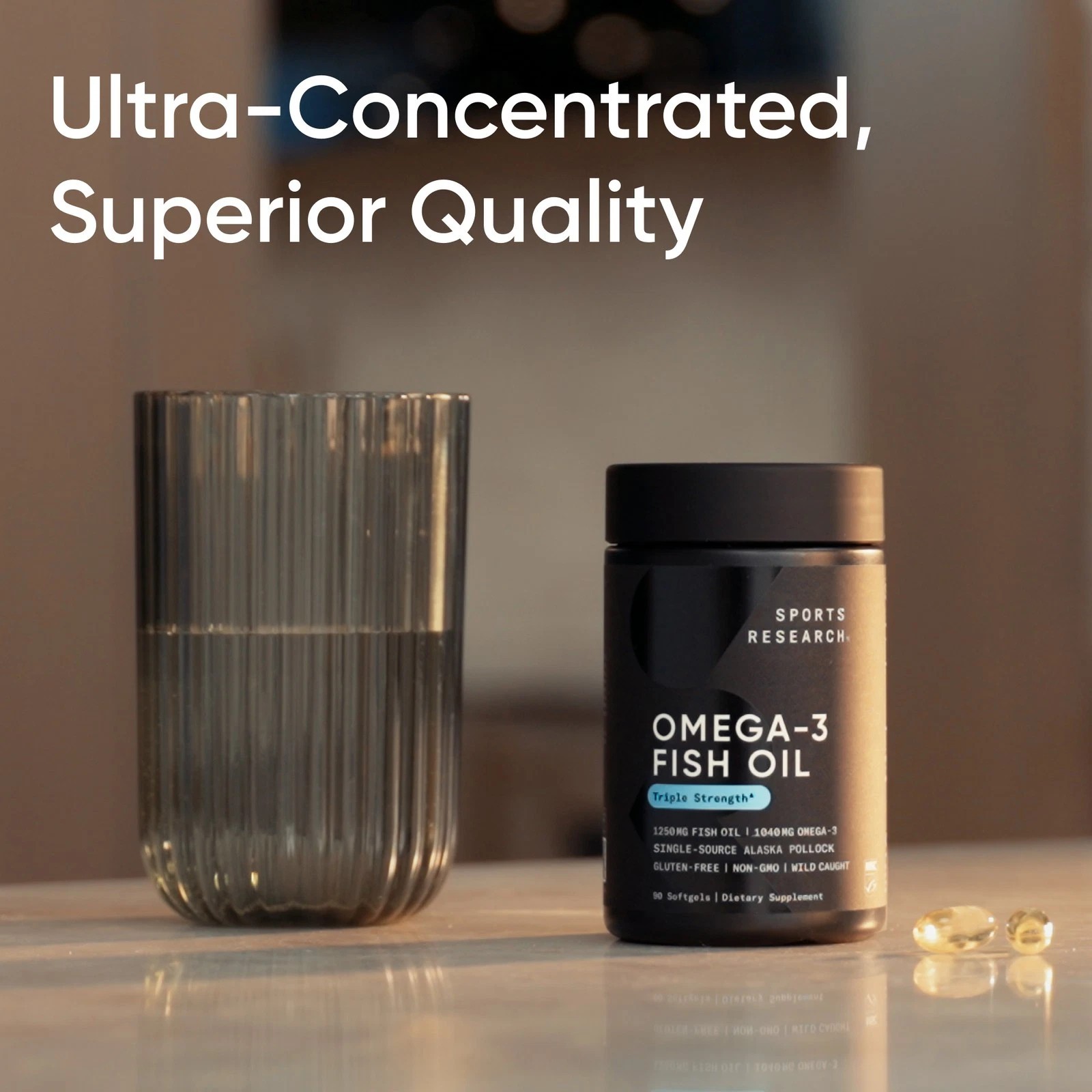 Triple Strength Omega 3 Fish Oil Burpless Supplement EPA DHA Fatty Acids 90 ct