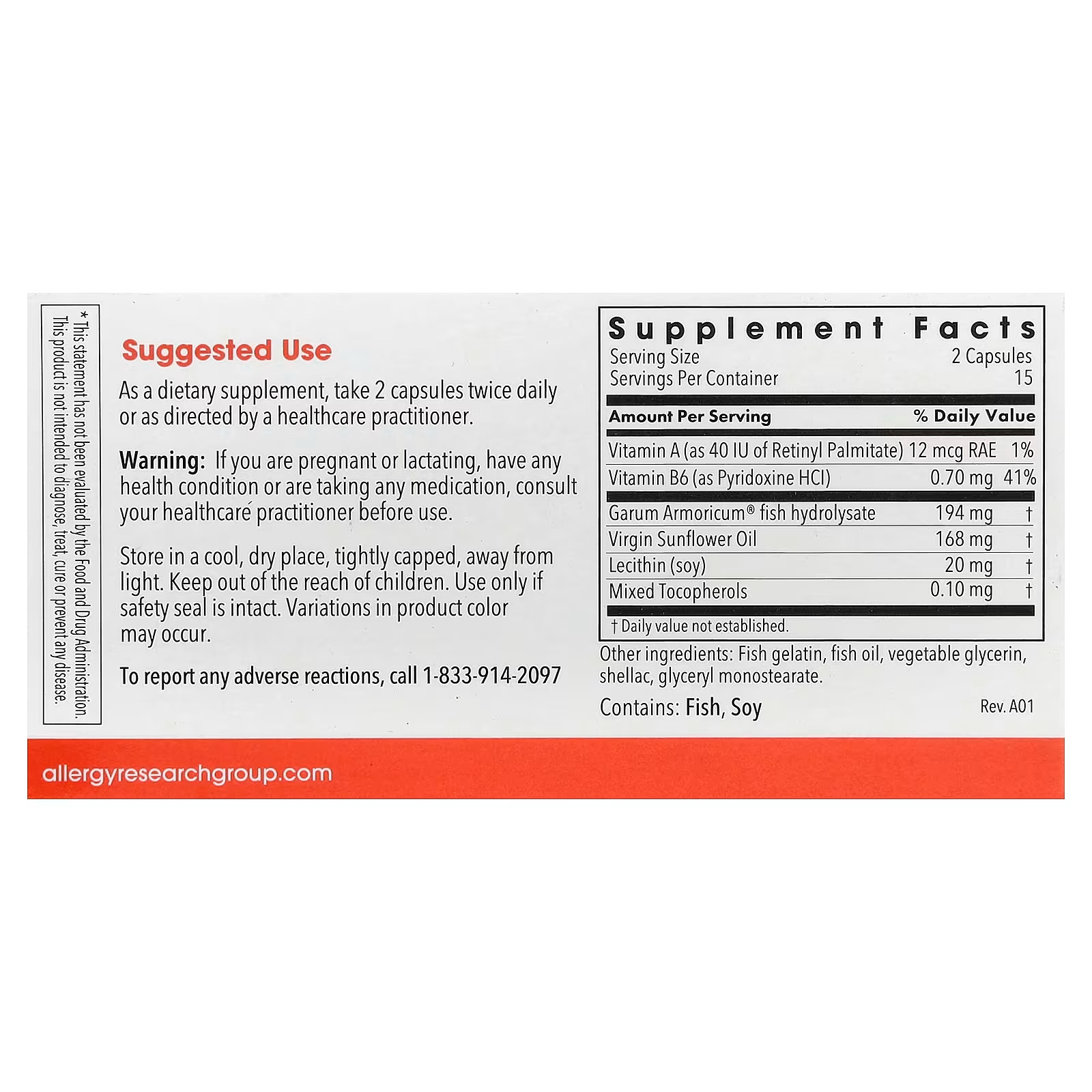 Stabilium 200 Garum Armoricum 30 Capsules Allergy Research Group