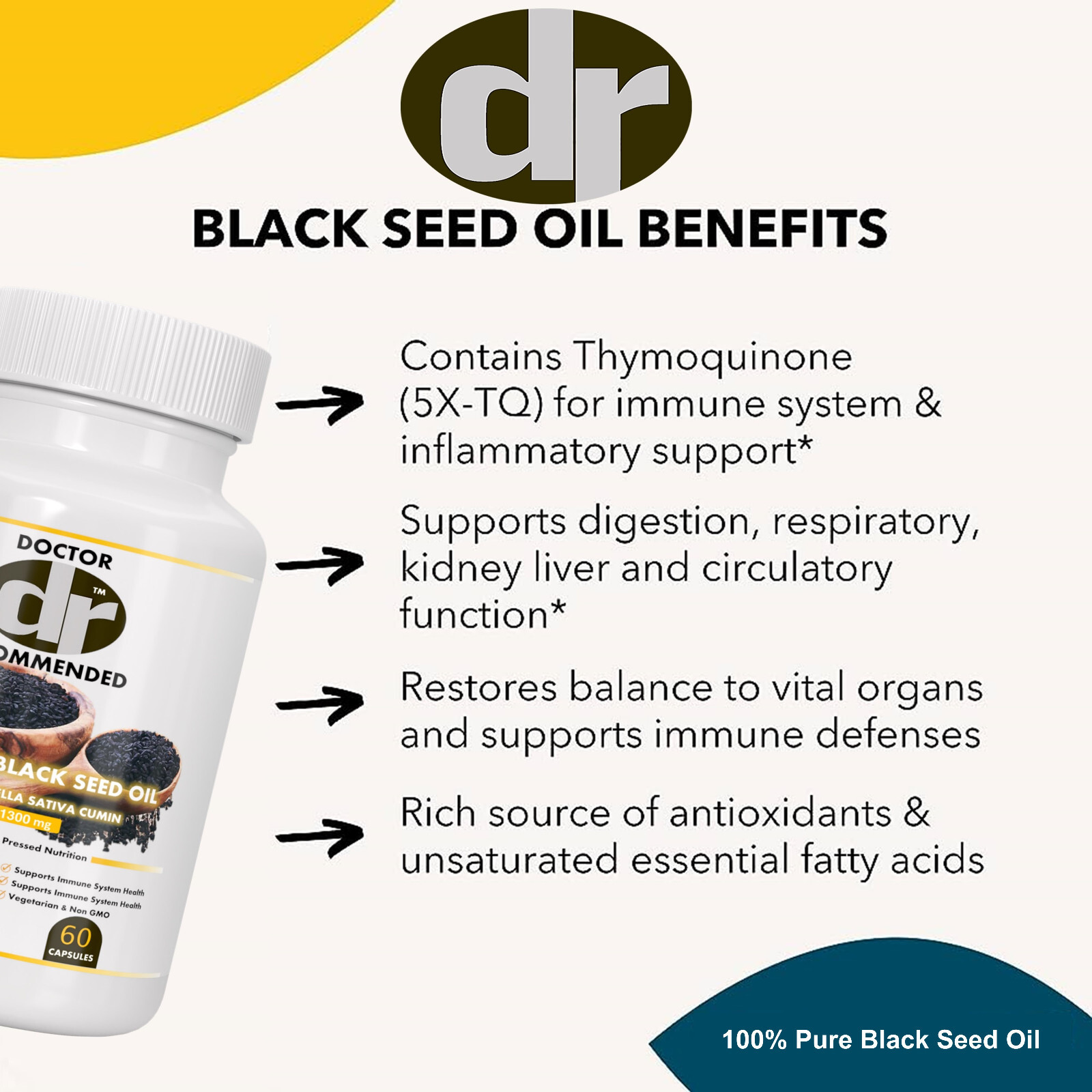 2 Natural Black Seed Oil Capsules 100% Cold Pressed – Immune Support, Detox Aid