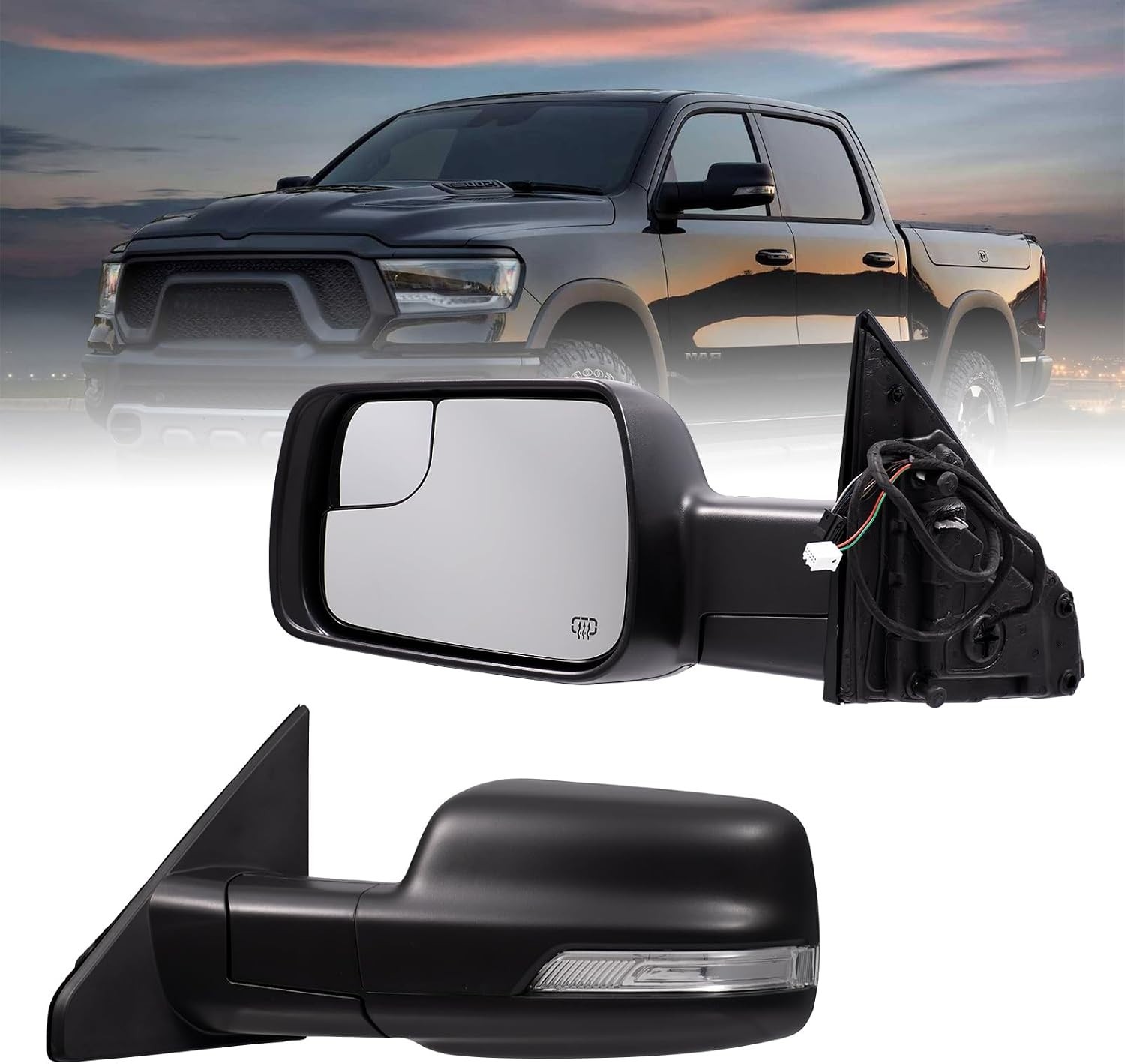 Left Driver Side Mirror for 2019-2025 Ram 1500 with Manual Folding/Heated/Power