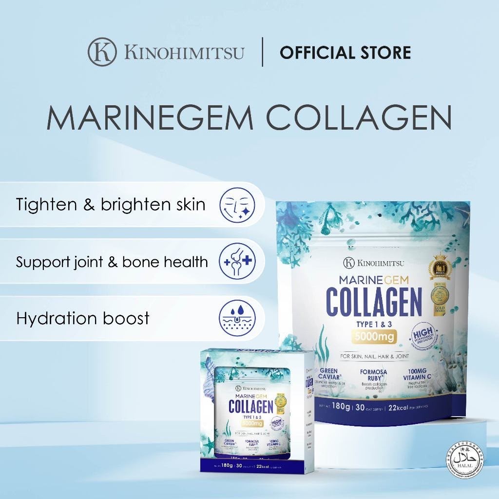 KINOHIMITSU Marine Gem 180g Marine Collagen Powder Vitamin C Original
