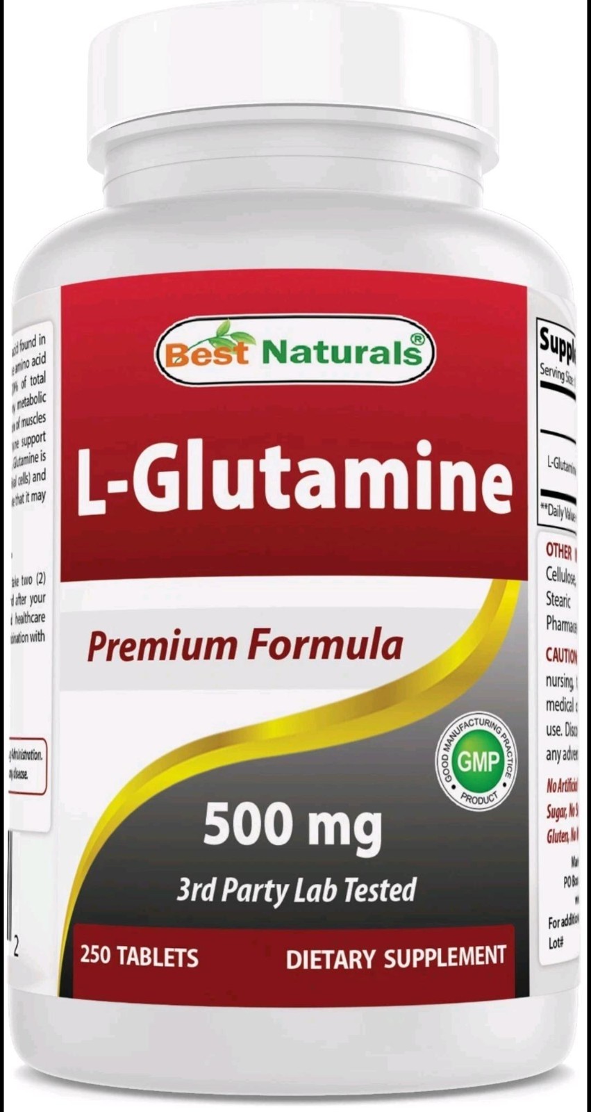 Best Naturals L-Glutamine 500mg, 250 Tablets