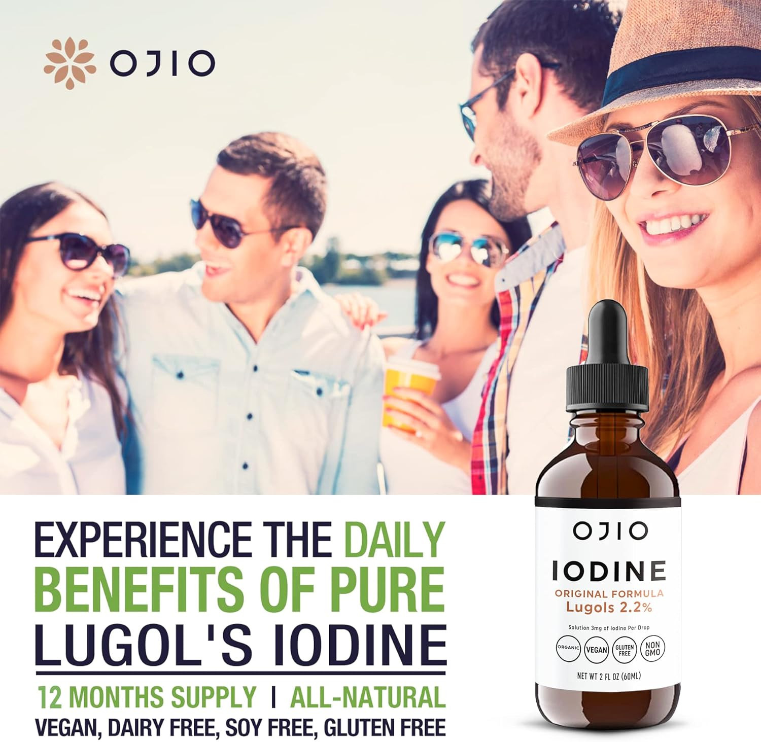 Iodine Solution 2% Liquid Drops High Potency 2oz Oral Supplement Energy Health