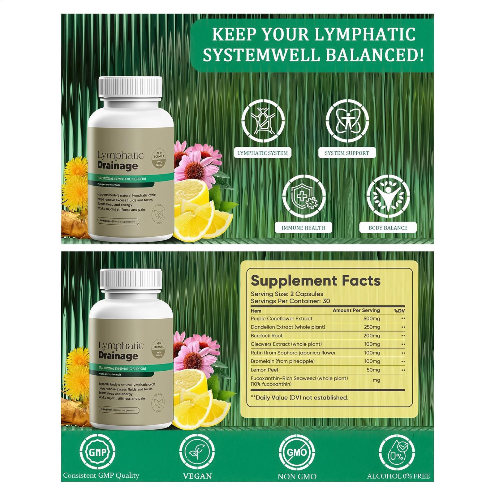 Lymphatic Sculptique Drainage Capsules , New Maximum Potency Formula , 60 Capsul