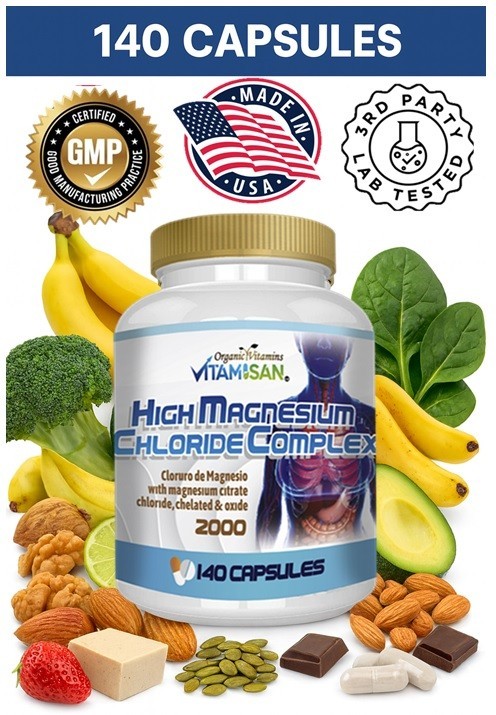 Magnesium Citrate 2000 Serving 140 Capsules High Potency Big Bottle Strong USA