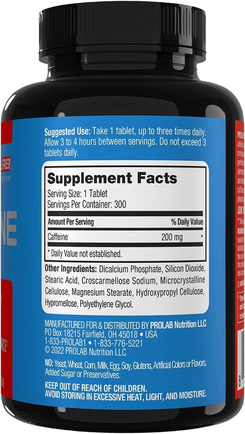 Caffeine 200Mg, Energy, Focus & Endurance, Pre-Workout (300 Count)