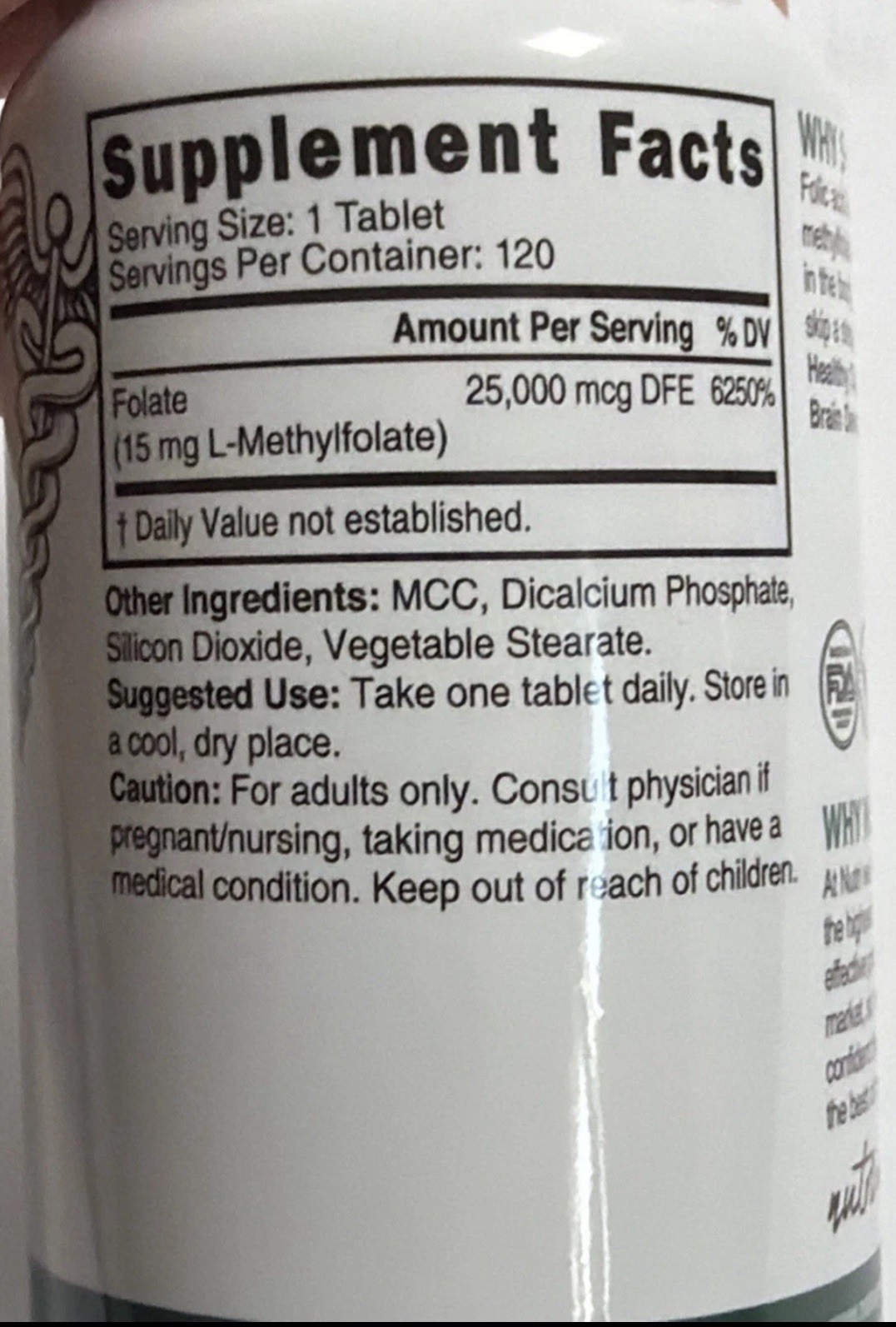 Nutri Methyl Folate 5-MTHF 15 mg 120 Vegan Tablets Healthy Heart Sealed 06/2028