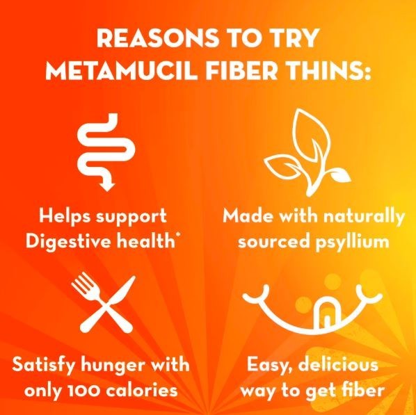 Metamucil Fiber Supplement Chewable Thins Chocolate 12 Count Powder Food Snack