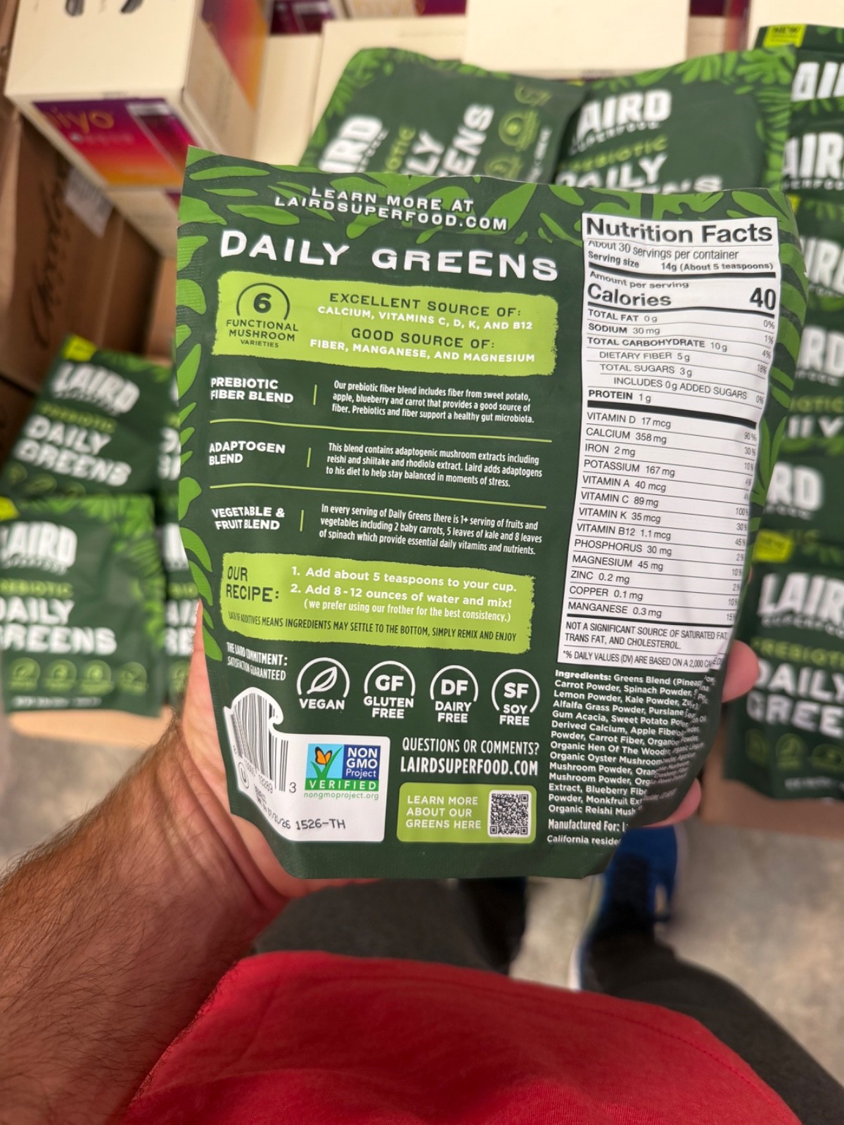 Laird Prebiotic Superfood Daily Greens – Value Size 14.8 oz