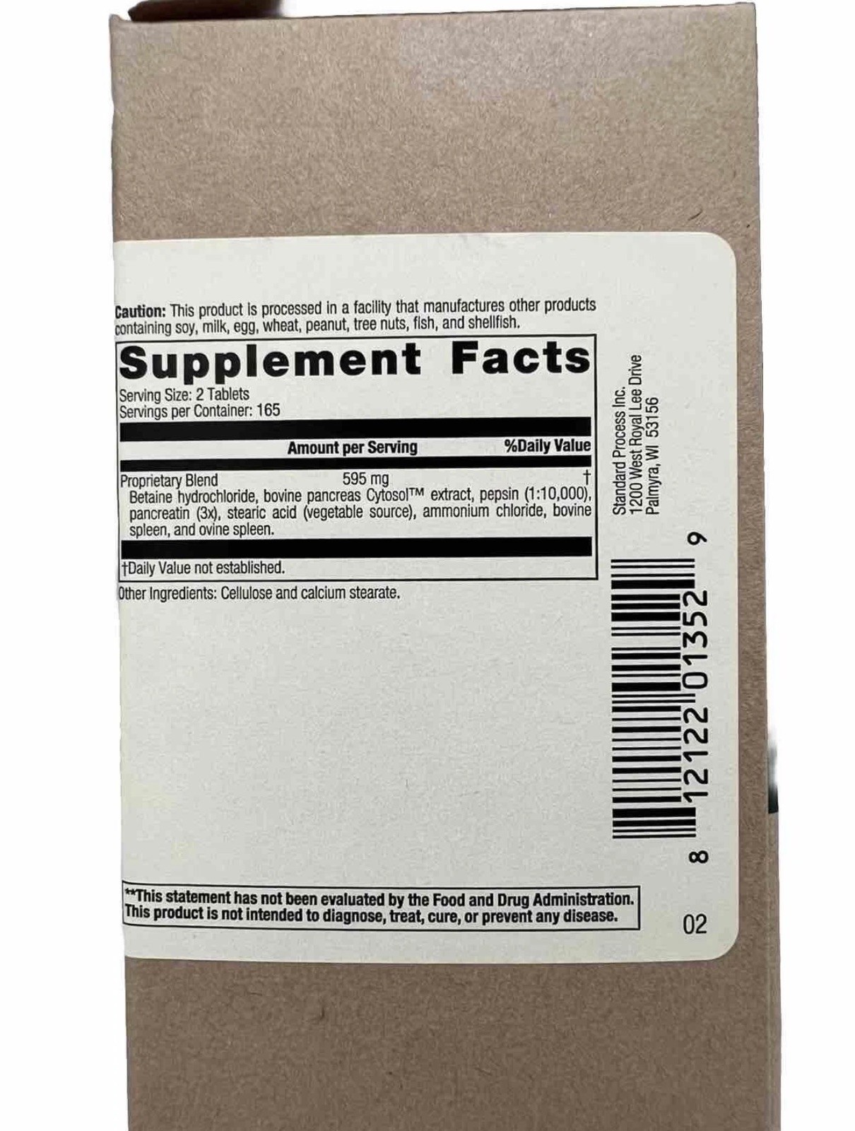 Standard Process Zypan – Digestive Support – 330 Tablets – Exp 01/02/2028