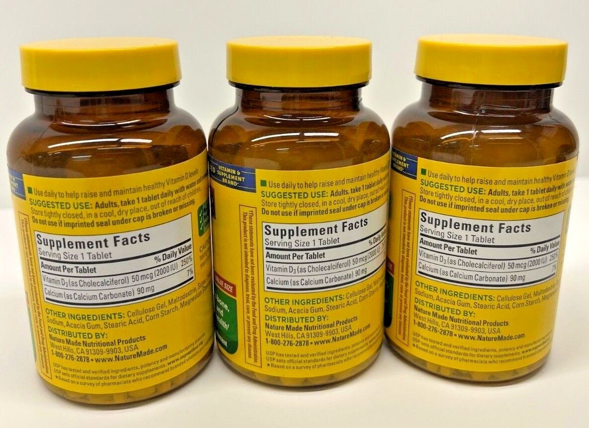 (3) Nature Made Vitamin D3 2000 IU Supports Immune Health – 220 Tablets 05/2024+