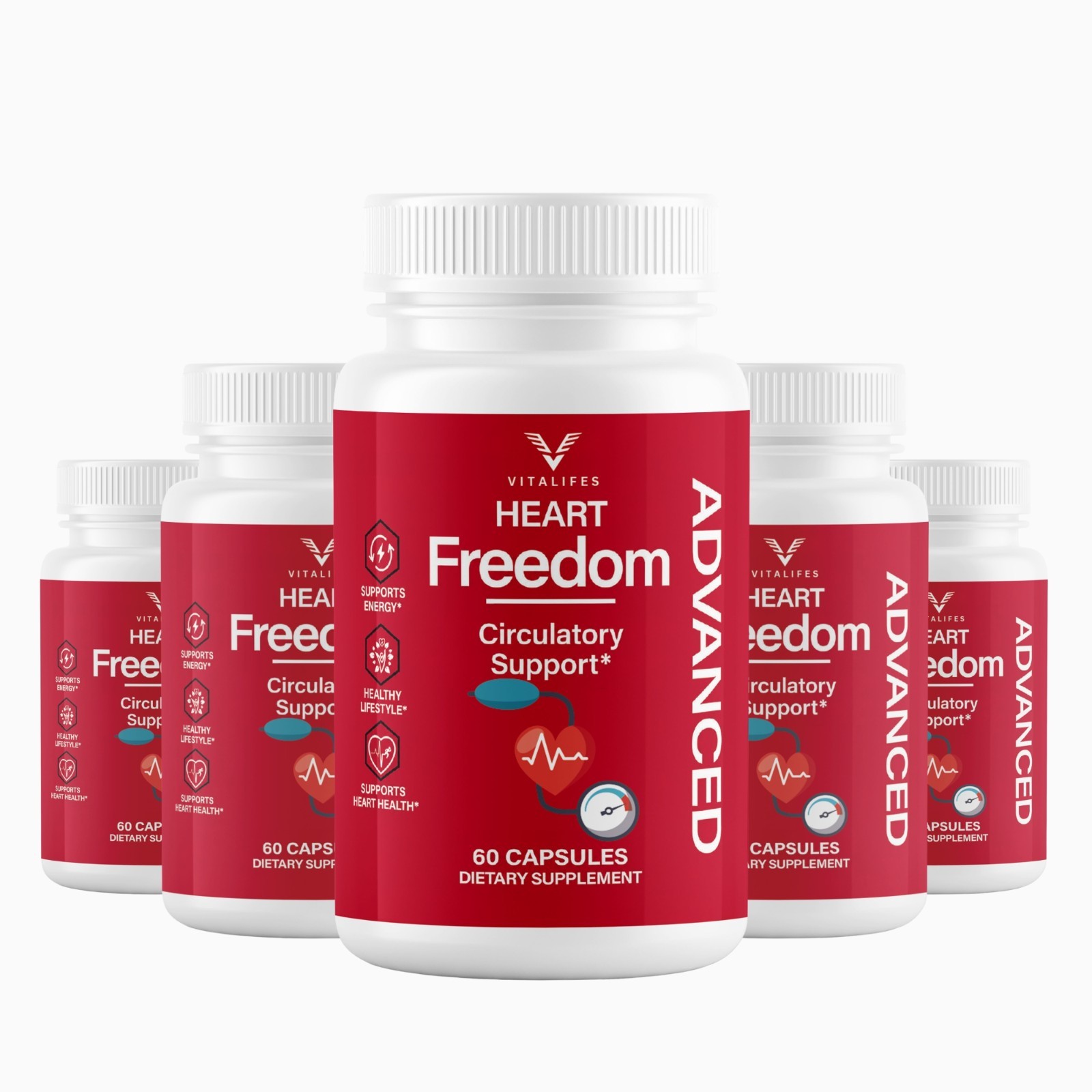 (5 Pack) Heart Freedom Blood Support Pills Managing Blood Sugar & Pressure 300ct