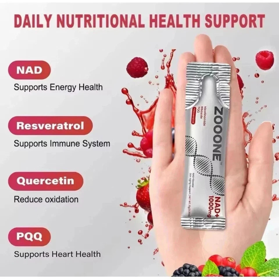 ZOONE NR1000 NAD+ Berry Drink Mix, Anti-Aging & Skin Health Support Free ship