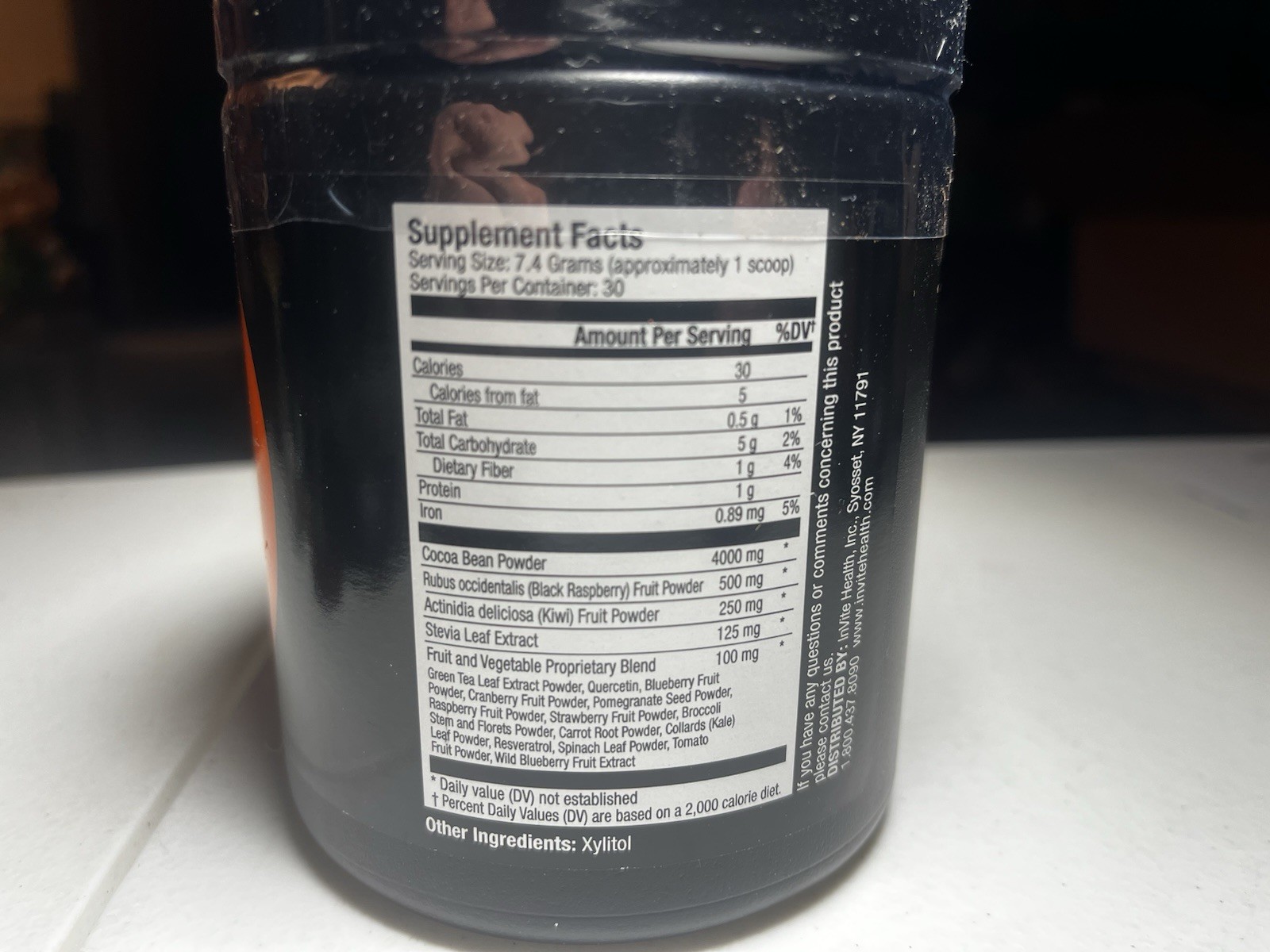 InVite Cocoa Hx Dietary Supplement Black Raspberry/Kiwi Fruit Powder 7.83 oz