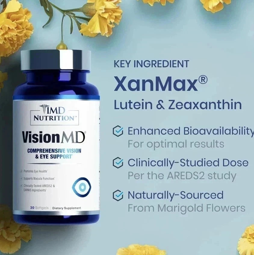 2 pack MD Nutrition Vision MD Eye Vitamin CARMIS – Eye Supplement 30 Softgels.
