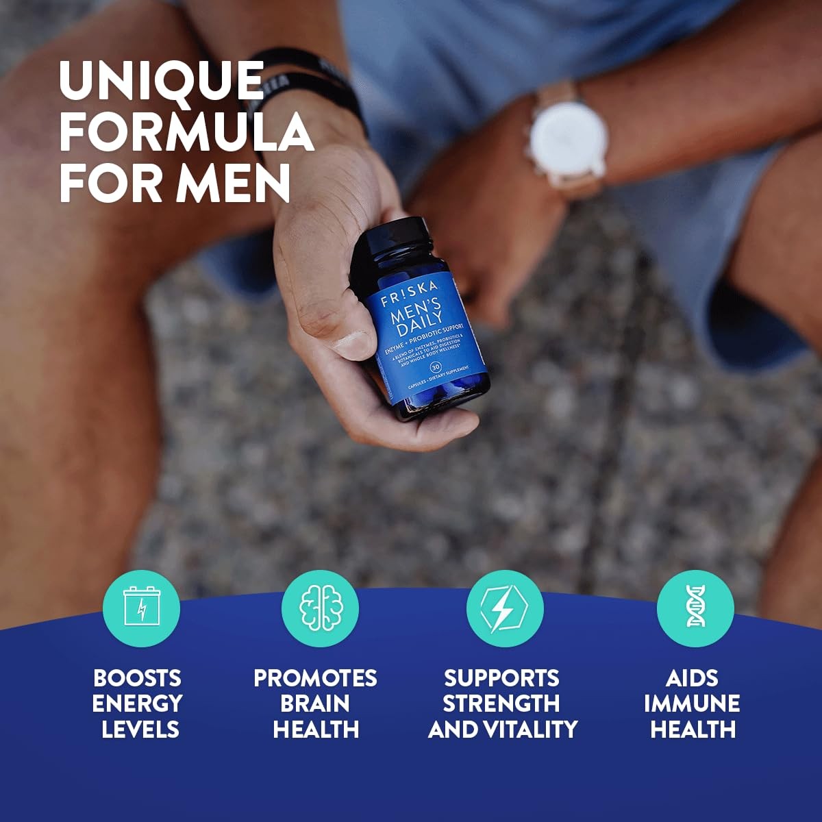 Friska Daily Digestive Enzymes with Probiotics for Men – Helps Break Down Pro…