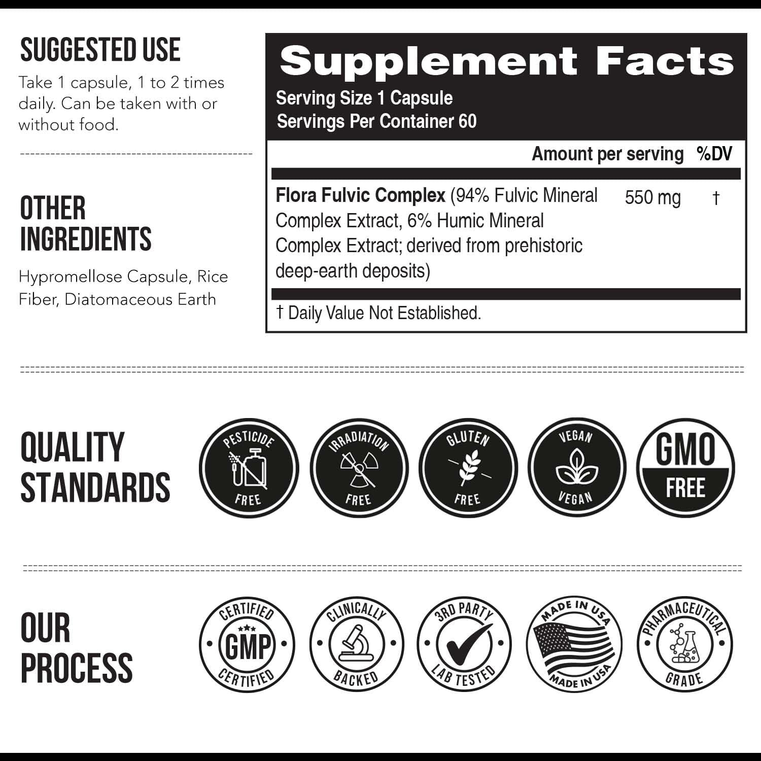Flora Fulvic | Fulvic Acid + Humic Acid Complex – 550 Mg |Mined in Utah, Prehist