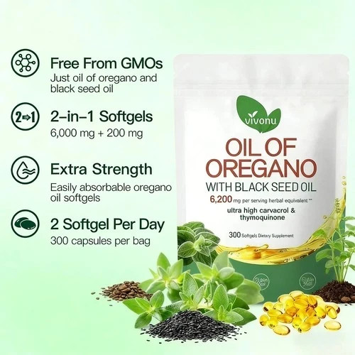 3PCS Powerful Synergy Oregano Oil & Black Seed Oil – Immune Boosting Capsules