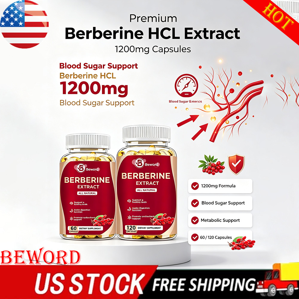 Premium Berberine HCL Extract 1200mg Capsules – Blood Sugar Support 180pills NEW