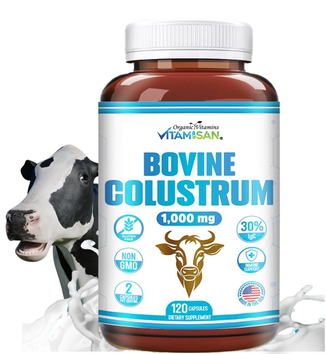 Bovine Colostrum Supplement – 30% IgG Lactoferrin, Immune Support (2 Pack) 240 c