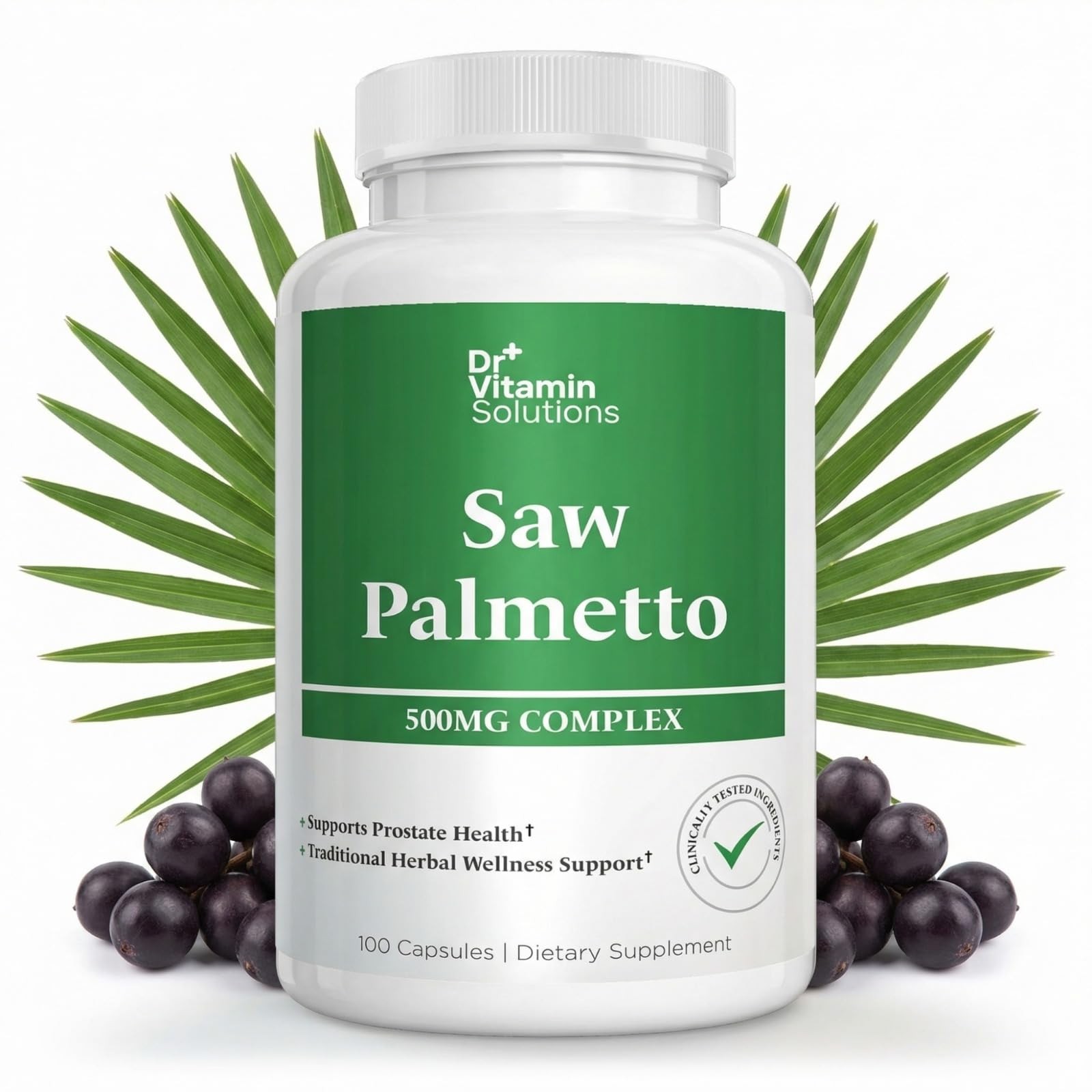 Saw Palmetto for Men 500mg Prostate Health, 45% Extract, DHT Blocker