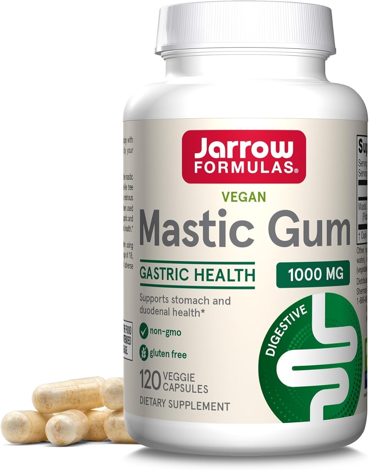 Jarrow Mastic Gum (1000 mg) Gastric Health 120 Veggie Capsules Each (Pack of 2)