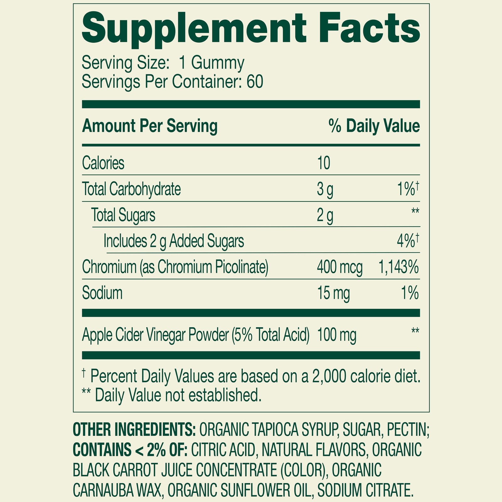 3 Pack Weight Management Gummies Chromium 400mcg 60ct Apple Flavor