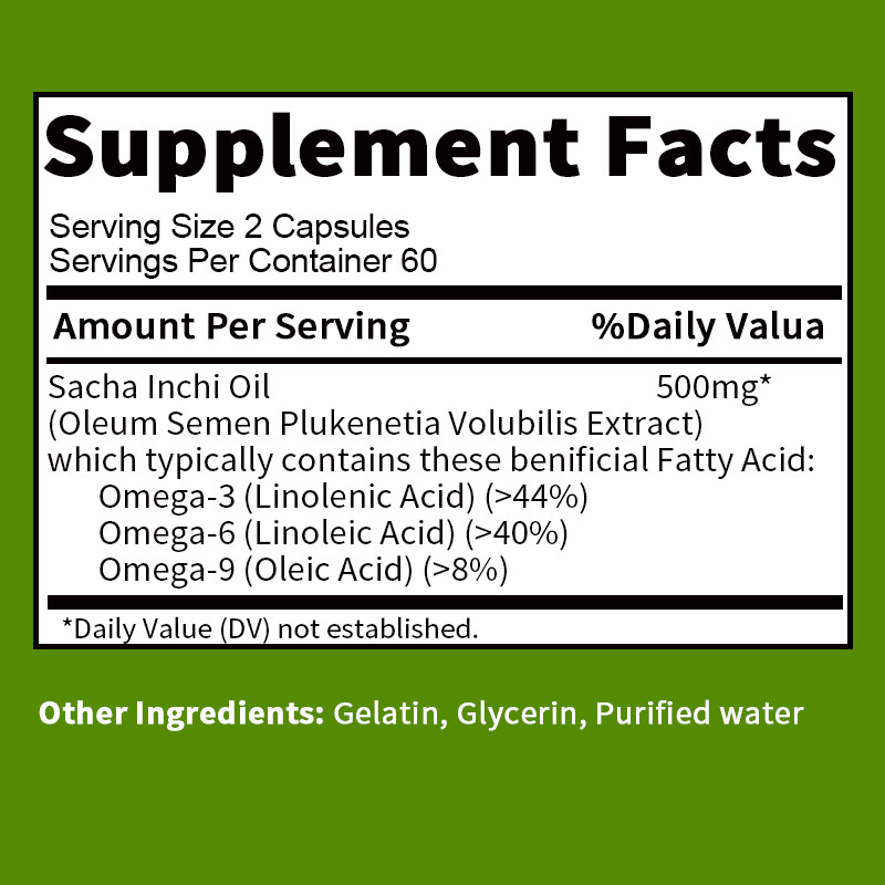 Sacha Inchi Oil Capsules 500mg – Brain, Skin, Joint Health, Relieve Inflammation