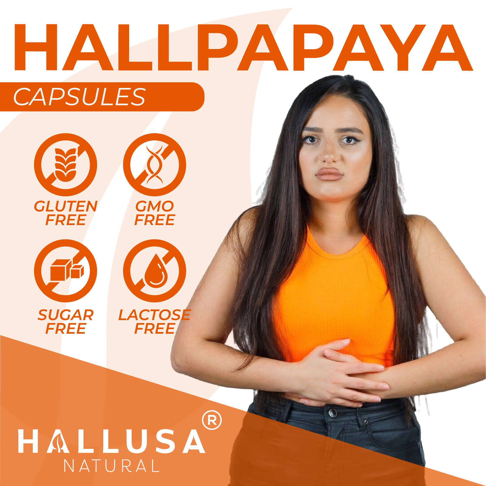 HALLUSA Papaya Enzyme Digestive Support with Probiotics – 60 Tablets