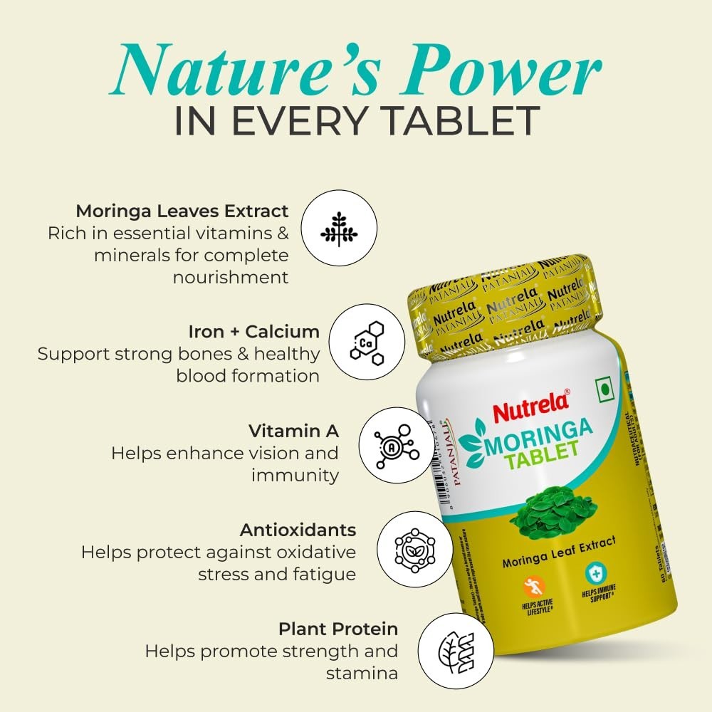 Nut.rela Moringa 1000mg Tablets 60 Count Immunity Pack of 3