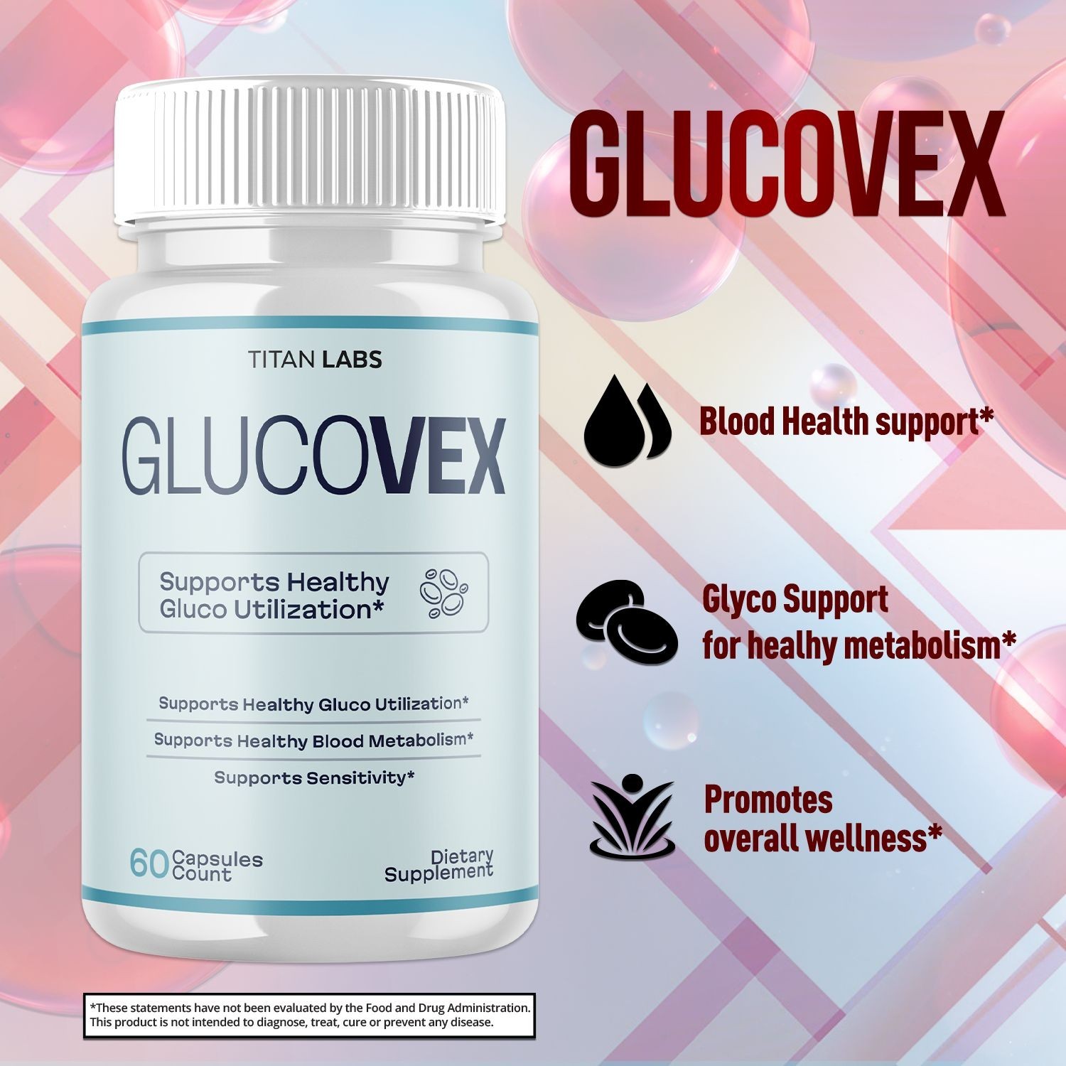 (5 Pack) Glucovex Advanced Blood Support Max Supplement Gluco Vex 300 Capsules