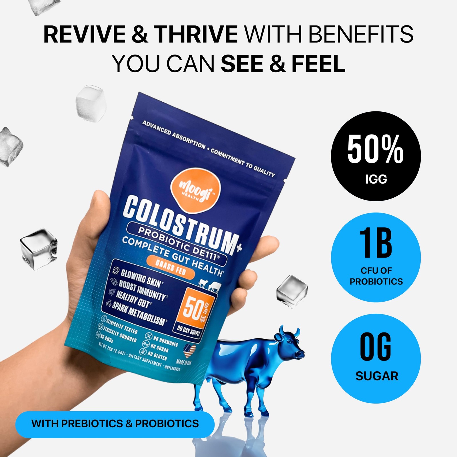 BestBy01/27 Moogi Performance+ Colostrum DE111 Probiotic 30-Day Supply