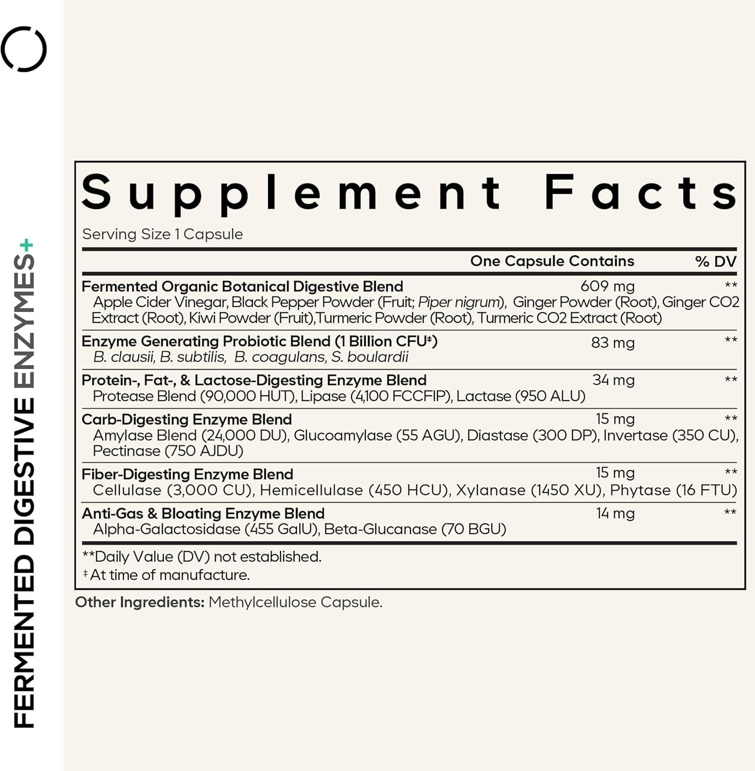 90-Capsule Digestive Support with Probiotic Blend & 14 Enzymes – Daily Use