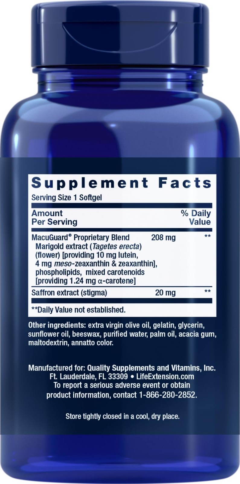Ocular Support Supplement with Saffron – 100 Softgels for Eye Health & Vision