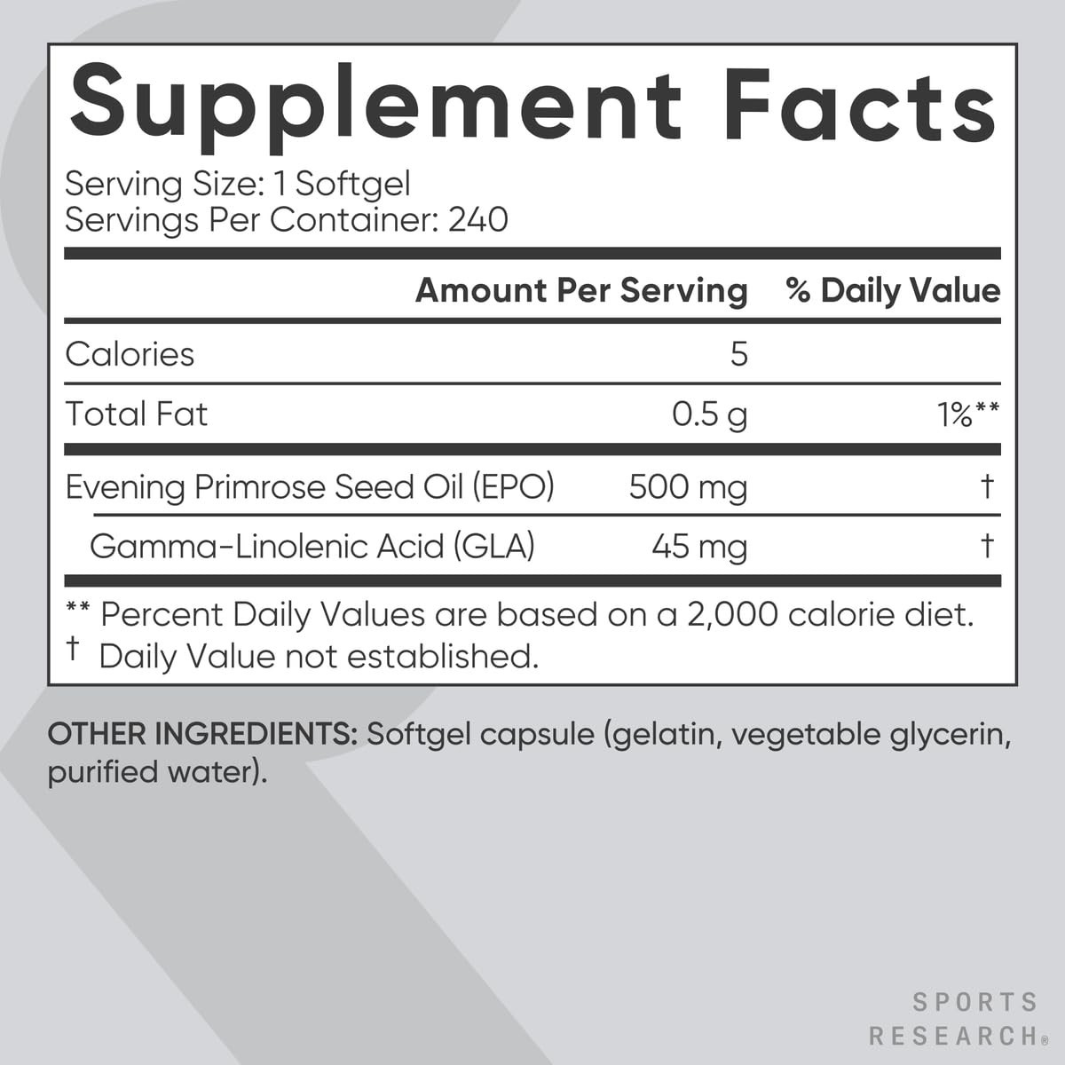 Evening Primrose Oil 500mg, 240 Mini-Softgels | EPO Supplement for Women’s Healt