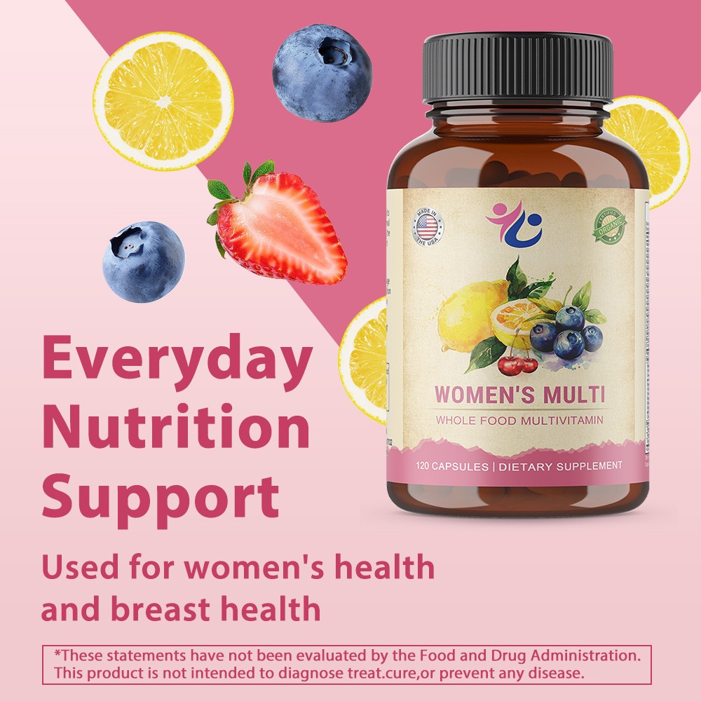 Organic Multivitamins For Women,Whole Food,Daily Vitamin Supplement,120 Capsules