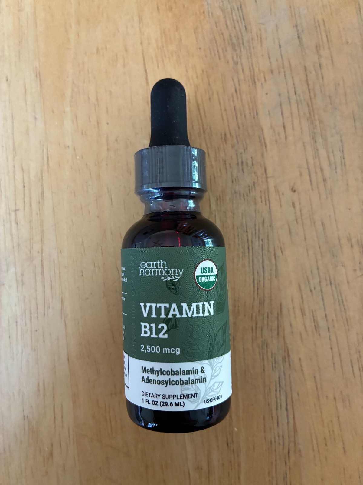 Earth Harmony Organic Vitamin B12 2500 mcg, 1 fl. oz. Liquid Energy Supplement