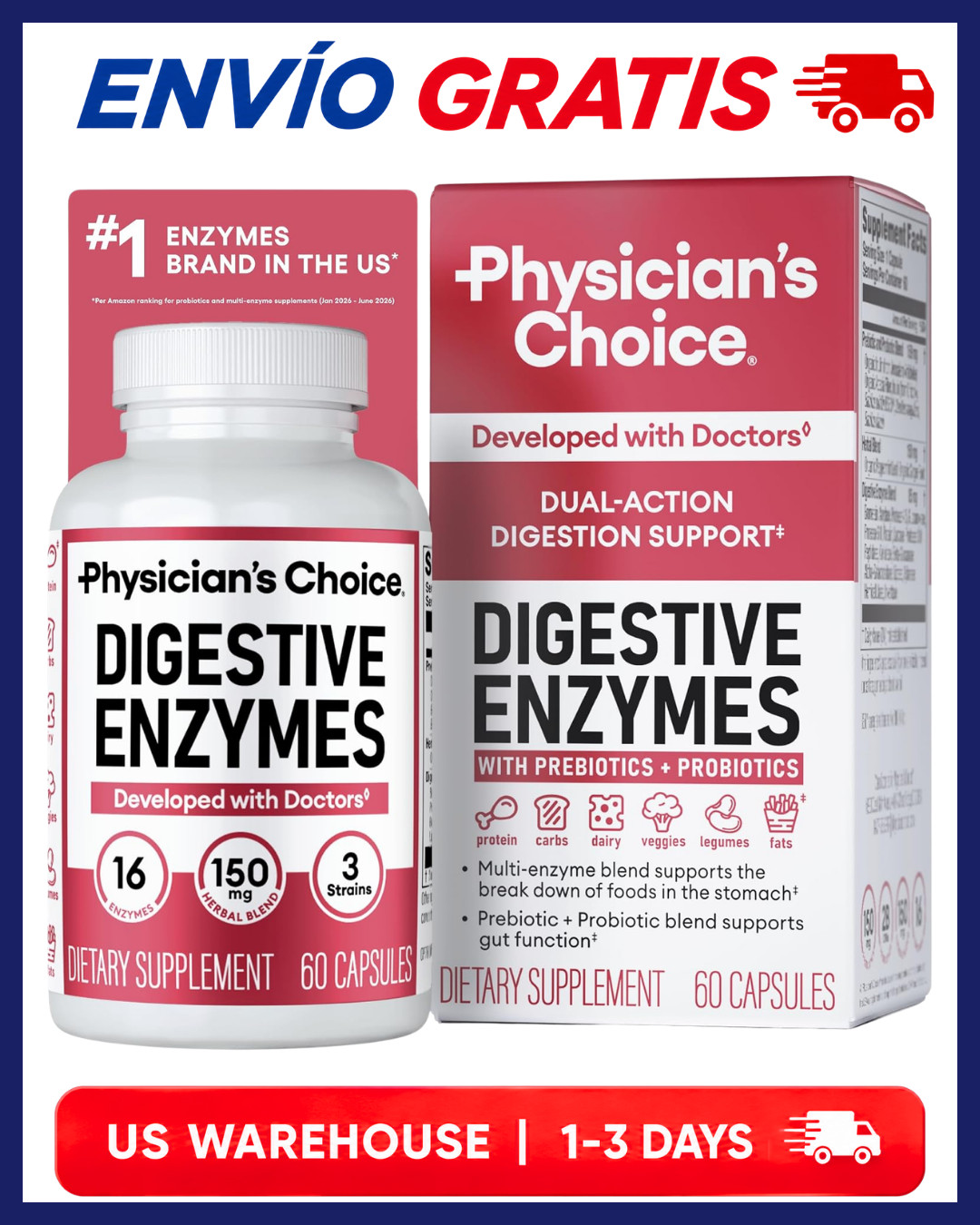 Digestive Enzymes Bloating Probiotics Prebiotics Enzimas Digestivas Hinchazón 60