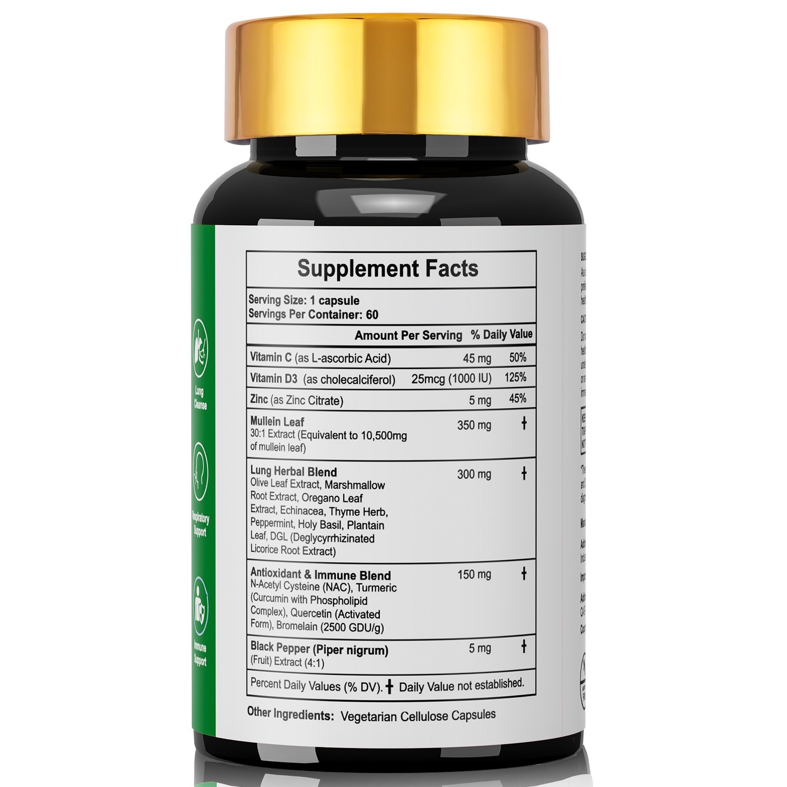 Mullein Lung Detox – Turmeric Quercetin Bromelain NAC Respiratory & Lung Support
